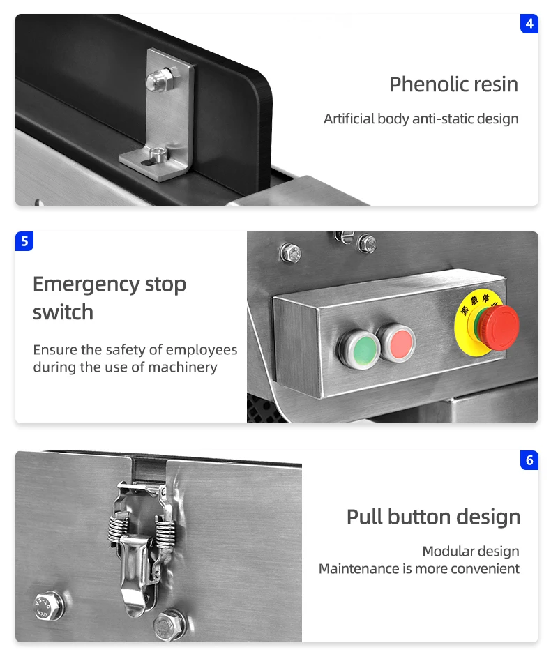 Professioneller Metalldetektor für Lebensmittel, Metalldetektor, kann selbstlernende Bandförderer für die Lebensmittelproduktionslinie mit Touchscreen lernen