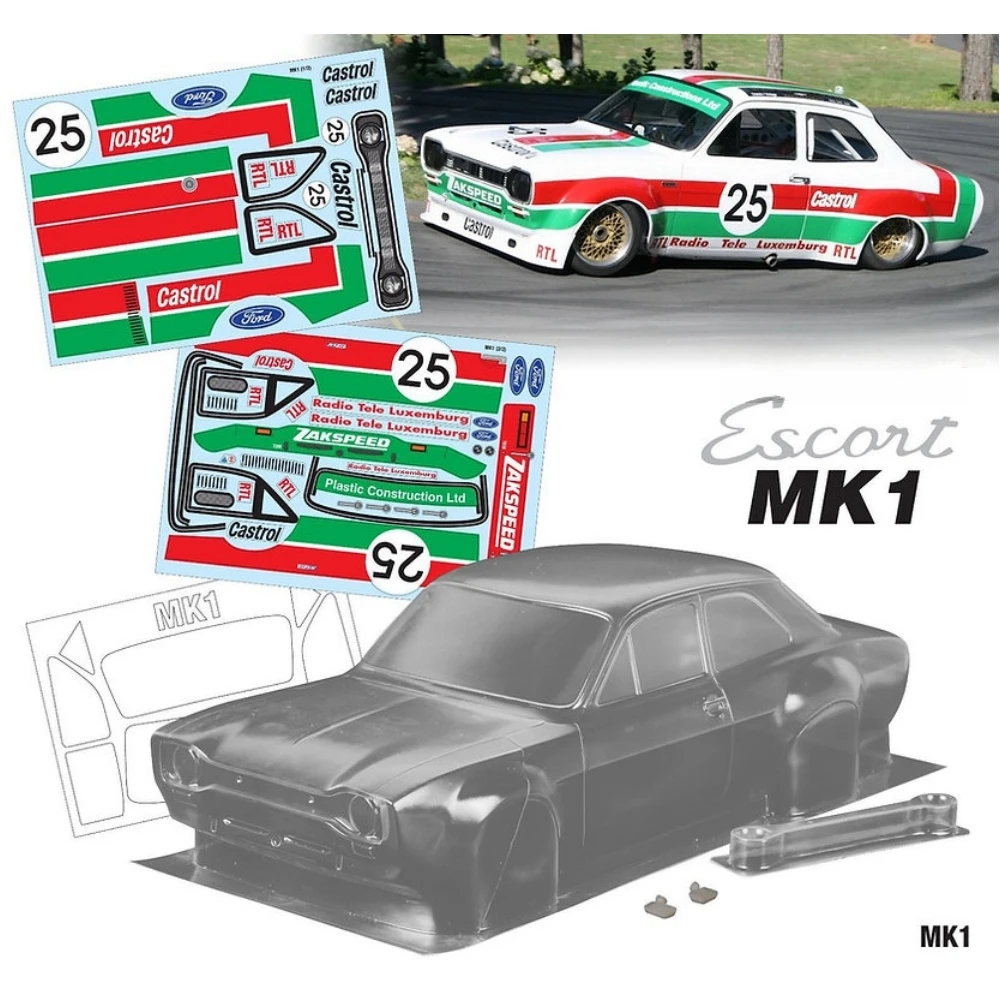 1/10 Ford Escort MK1 Clear Lexan Car body shell 190mm for RC Drift Chassis Tamiya tt01 tt02 Kyosho Yokomo 3Racing