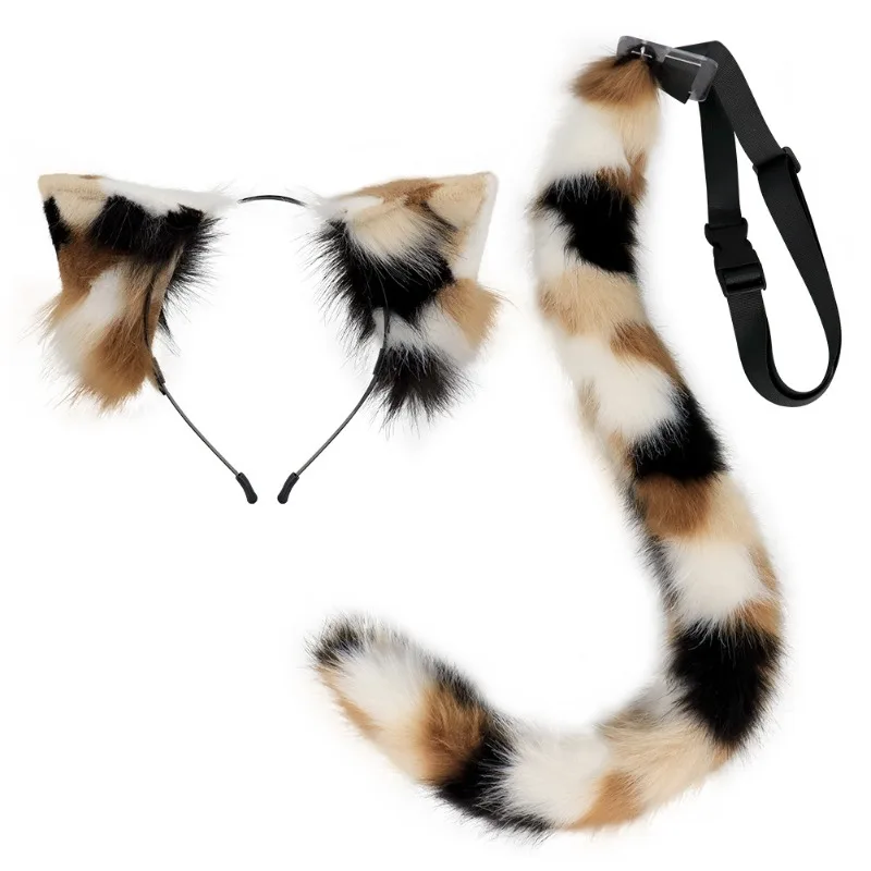 Anime Cosplay Kostüm Plüsch Katzen-Stirnband und Schwanz-Set mit Tierohren-Accessoires
