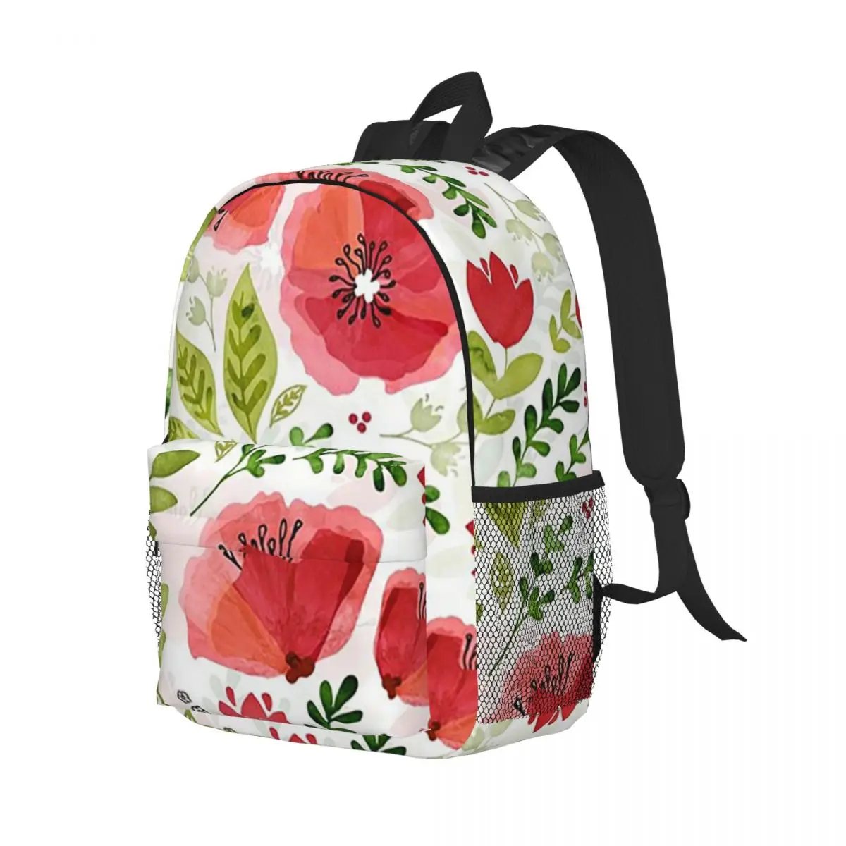 

Red Poppy Chintz 1 Backpack Student Boys Girls BookBag Kids School Bag Laptop Shoulder Bags for Men Women