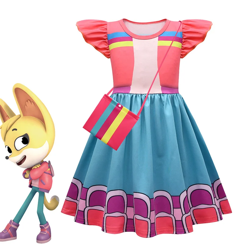 طقم فساتين ثلج غير رسمية للأطفال ، أكمام طائرة ، فستان على شكل حرف a مع حقيبة ، زي تأثيري للبنات ، سام ، كريم #1