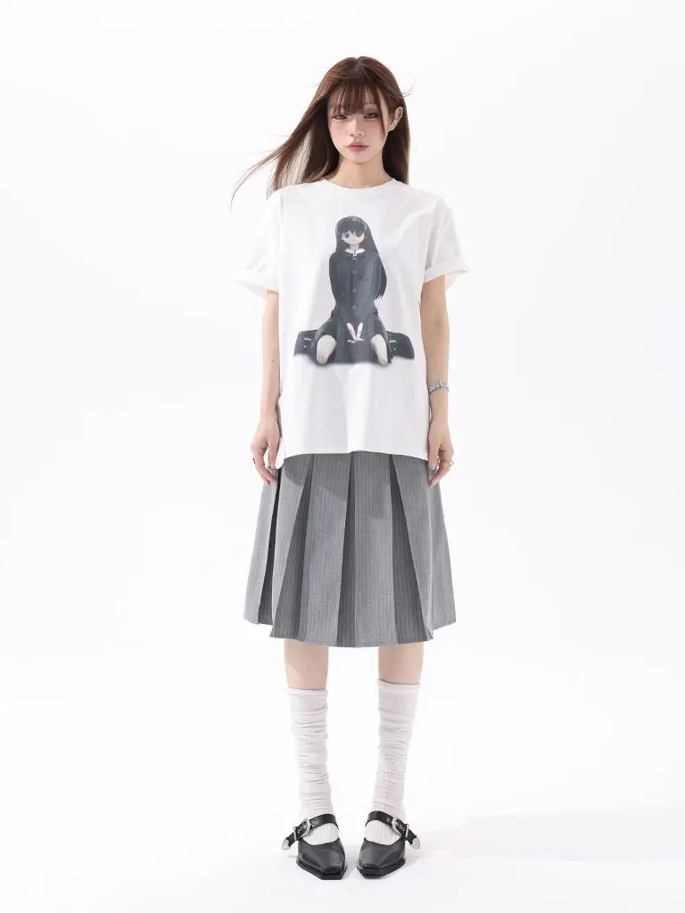 Slimming A-Line  Skirt with Check Design for Women Casual Knitted High Waist Pleated Skirt Girl Summer Spring Half Body