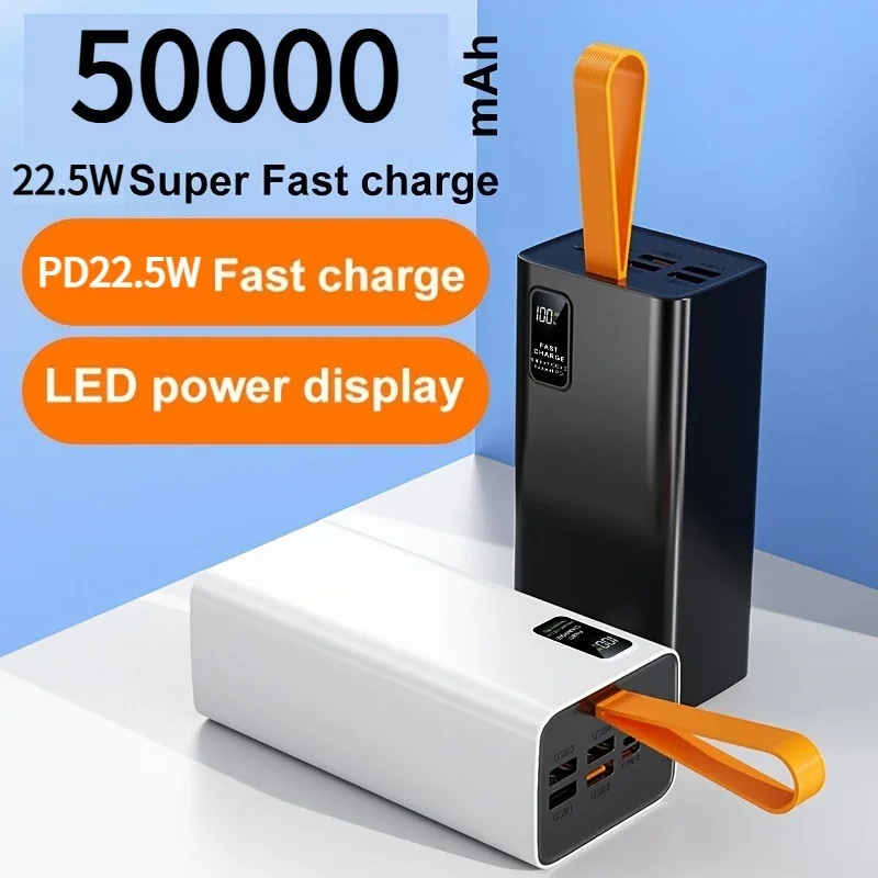 

Большая емкость 50000 мАч мобильный блок питания Power Bank портативный 22,5 Вт быстрая зарядка внешний запасной аккумулятор для IPhone Samsung