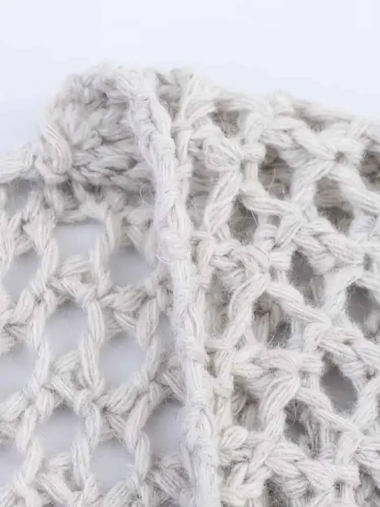 สไตล์ยุโรปใหม่ของผู้หญิงแฟชั่นอารมณ์ที่เรียบง่ายและหลากหลายคอวีเข็มขัดกลวงถักคาร์ดิแกน