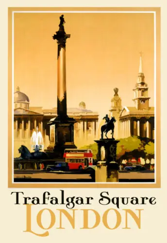 TRAFALGAR SQUARE Vintage London UK Railway Travel Retro Metal Sign Plaque Pub