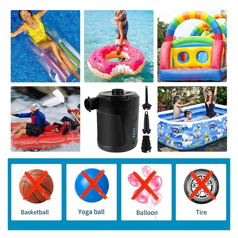 Electric Air Pump Portable Wireless Air Compressor Inflator Pumps For Inflatable Cushions Air Beds Boat Swimming Ring Durable