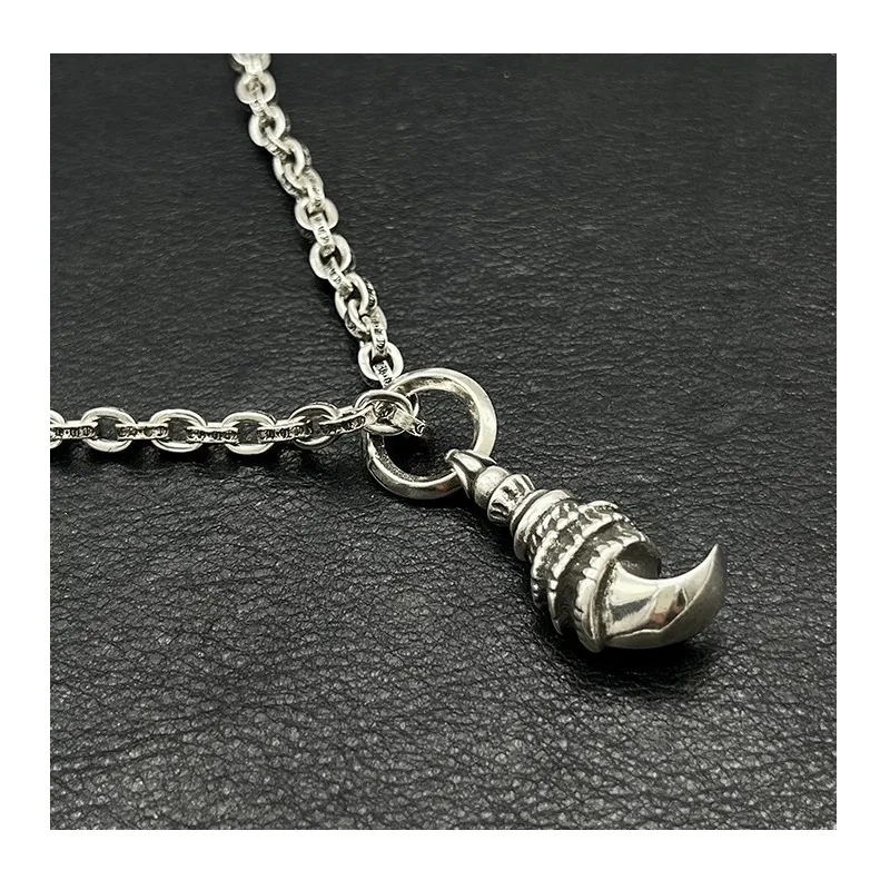 

Punk Hip Hop Thai Silver Vintage Eagle Claw Necklace Niche Eagle Domineering Pendant Sweater Chain Accessories Jewelry