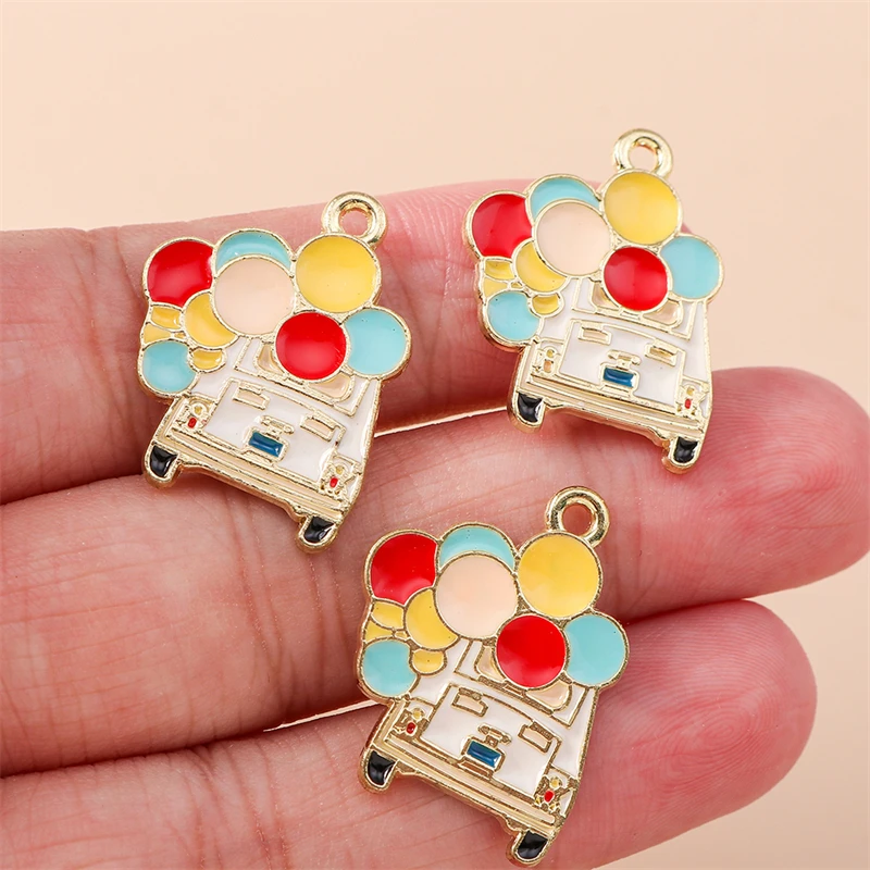 20 Stück 18 x 24 mm niedliche Emaille-Ballon-Auto-Charms-Anhänger für die Herstellung von Tropfen-Ohrringen, Halsketten, Armbändern, DIY-Handwerk, Schmuckzubehör – Detail 3