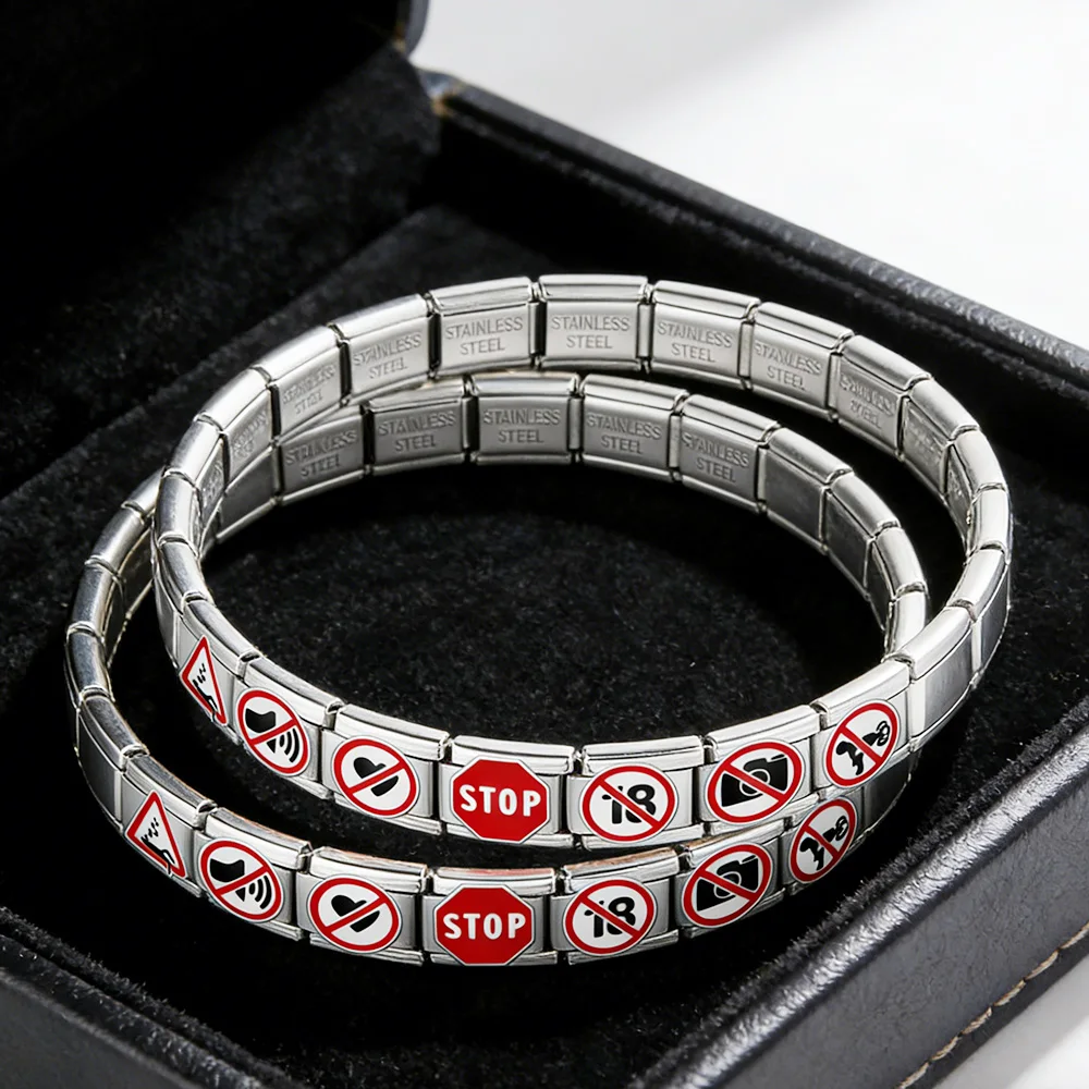 أساور كلاسيكية من الفولاذ المقاوم للصدأ 9 مم بتصميم إيطالي أنيق مع نمط ملصقات سلسلة حمراء لصنع مجوهرات يدوية للنساء والرجال - 4