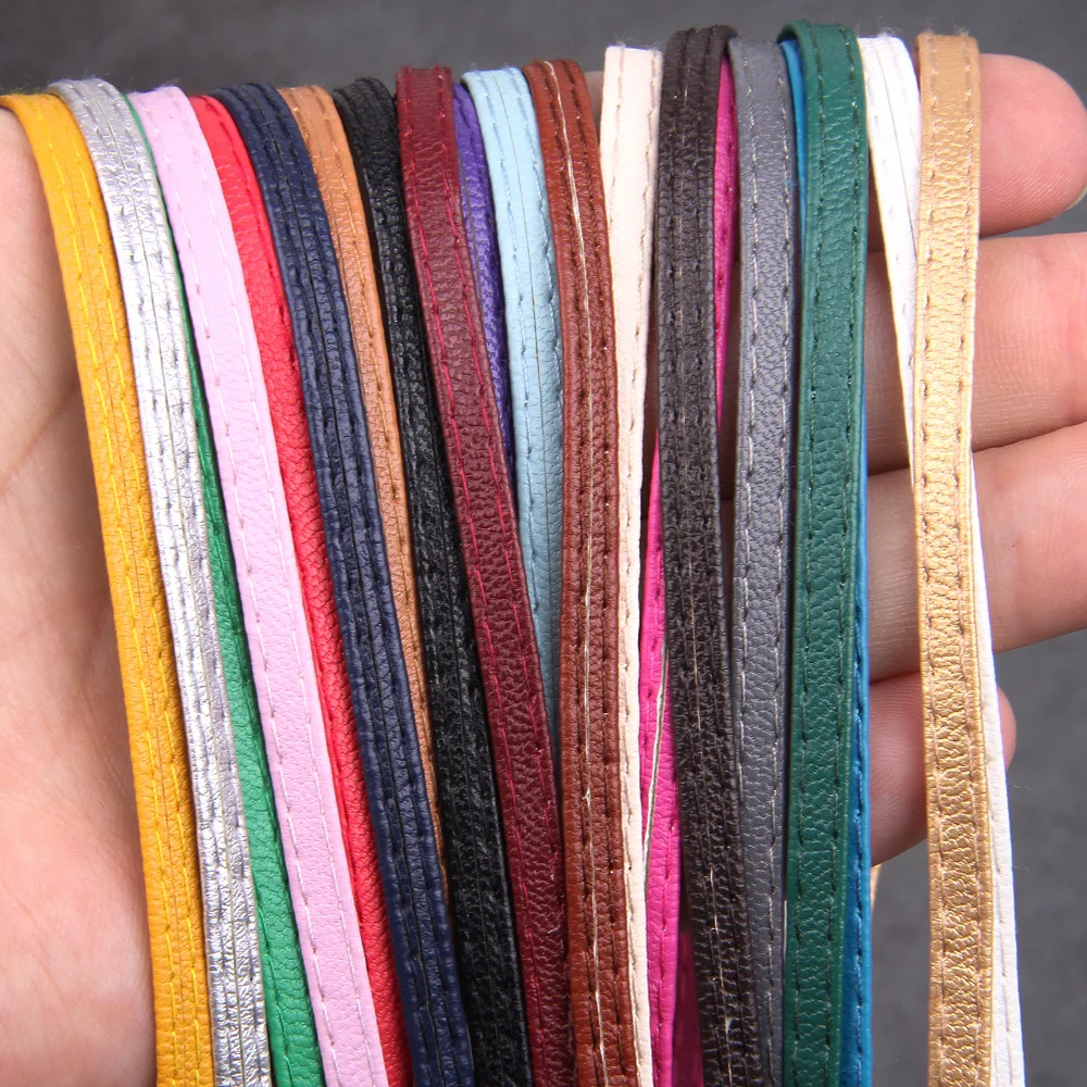 2 m, 5 mm breites, flaches PU-Lederband mit Litschi-Muster, Kunstlederstreifen, Band für DIY-Miniaturpuppen, Geldbörsen, Gürtel und Bastelarbeiten – Detail 1