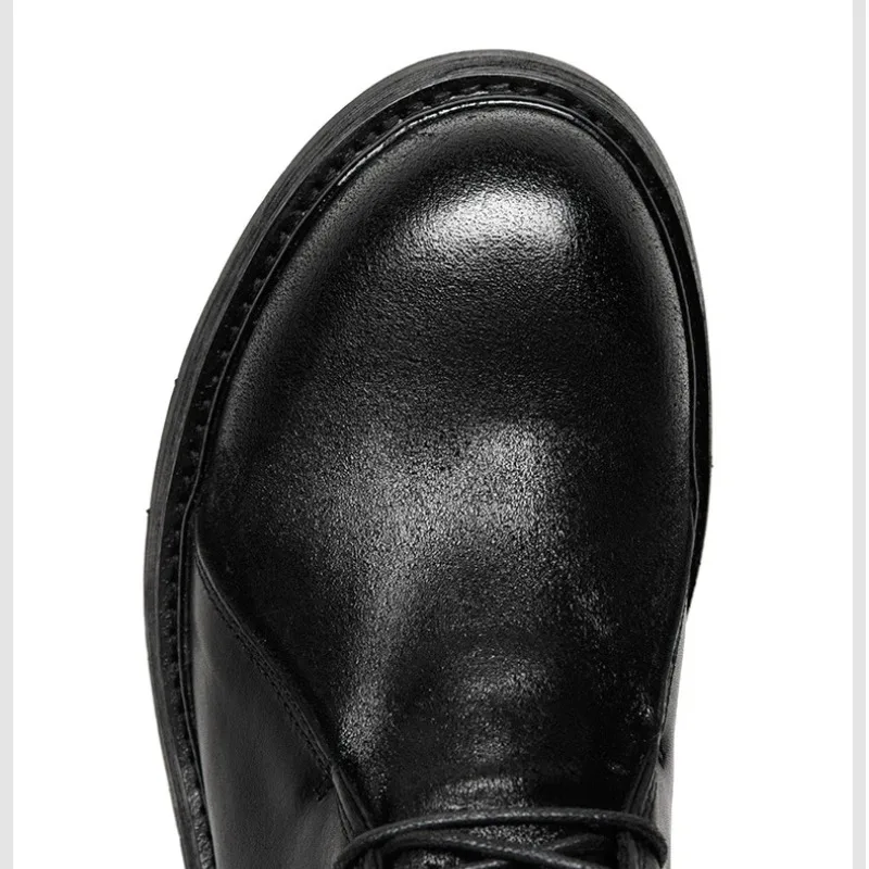 Vintage Mens Genuine Leather Boots Luxury Handmade 2026 Spring Autumn Fashion Round Toe British Style Ankle Oxfords Shoes Man - view 6