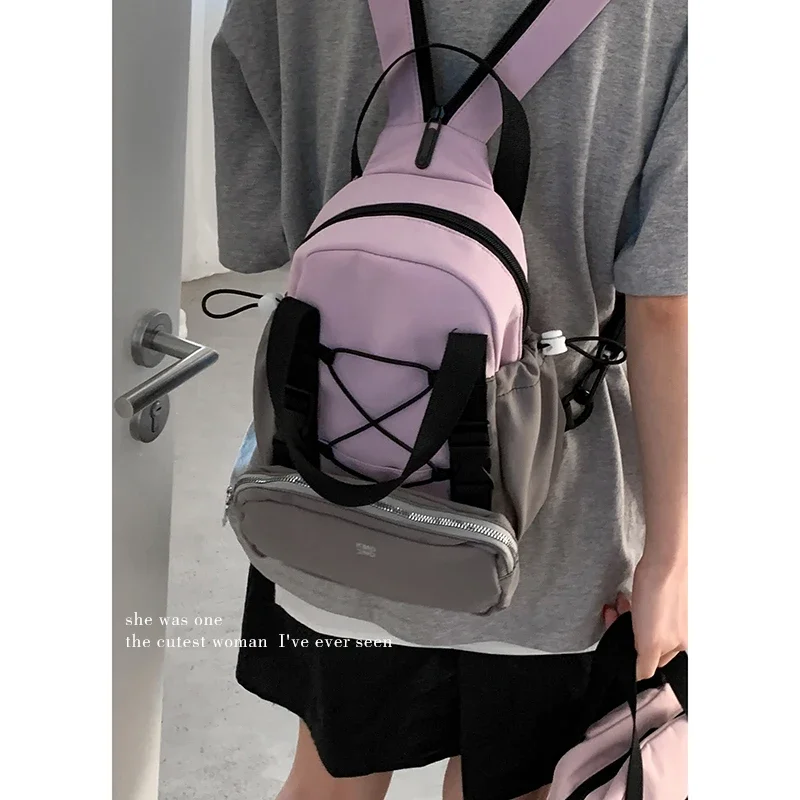 

2025 New Fashion Casual Backpacks Student Backpack Women's Crossbody Bag Contrasting Color Handbag