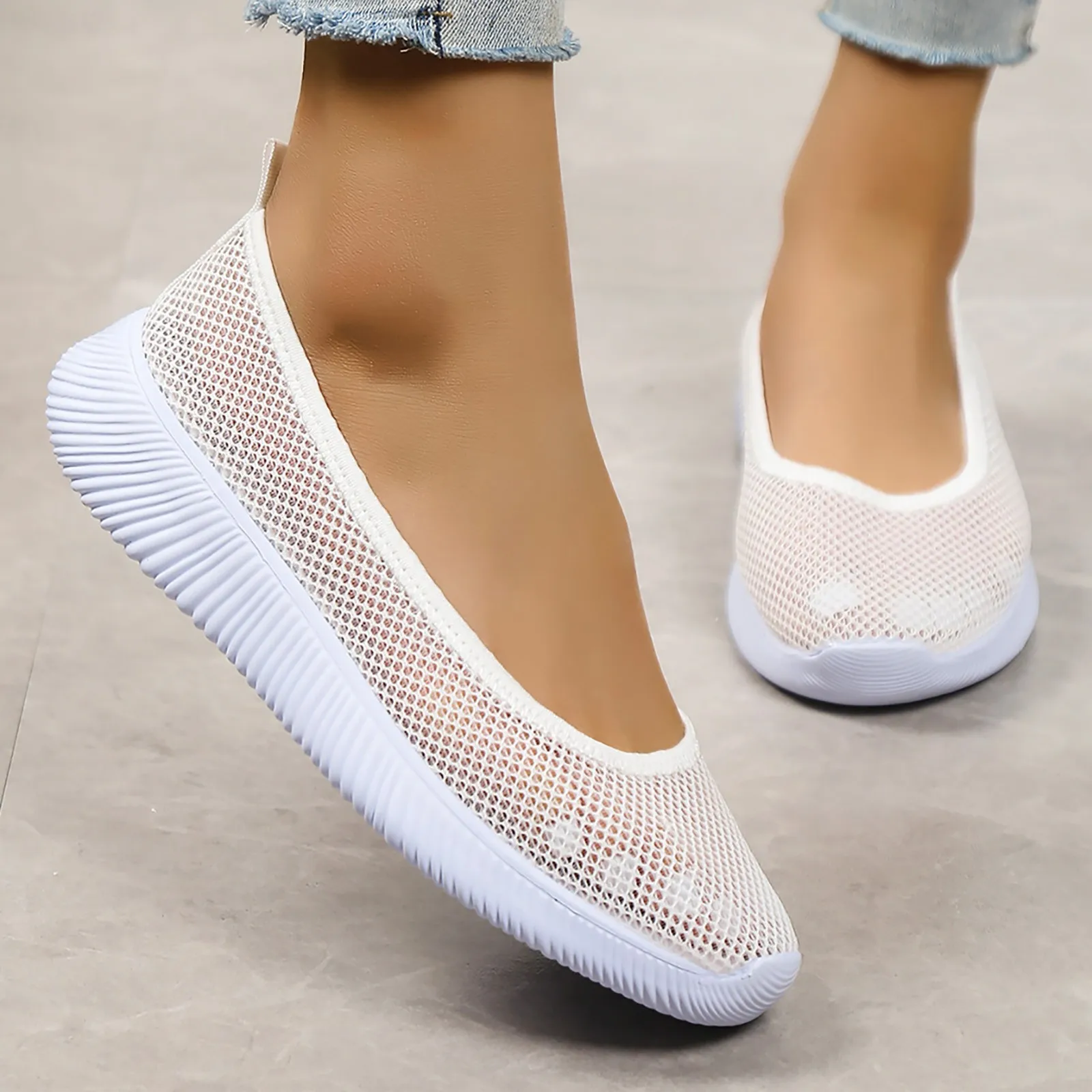 Leisure Summer Pumps Hollow Mesh Hiking Shoes Breathable Fashion Ladies Thick Sole Soft Bottom Casual Work Daily Vulcanized Shoe