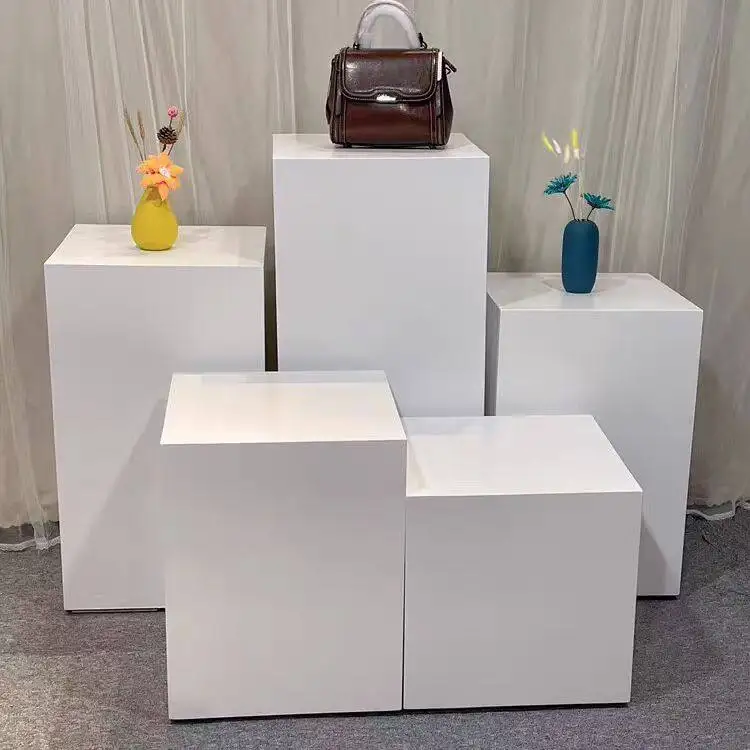 Platform display stand window cuboid wooden paint model white base commercial case exhibition stand