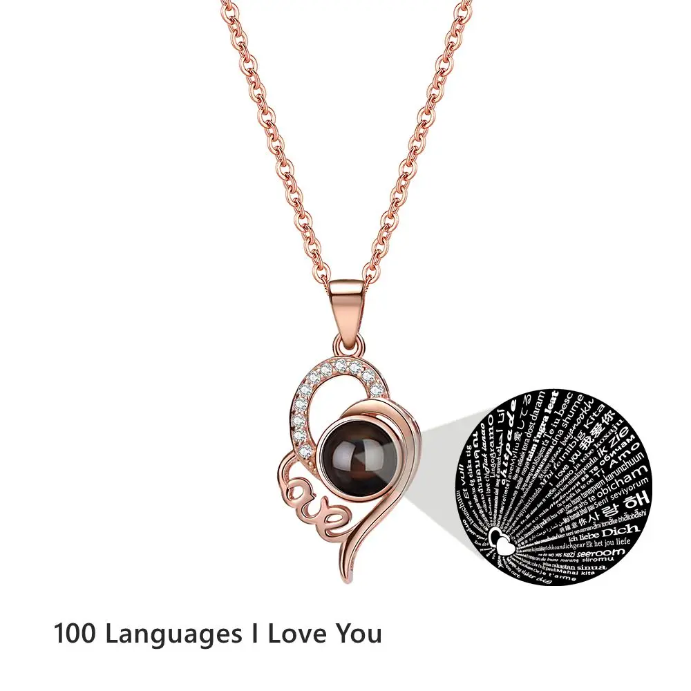 Custom Projection Photo Necklace 925 Sterling Silver Heart Pendant Necklace for Women Lover Jewelry Mother's Day Gift