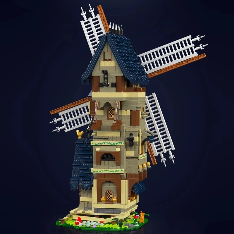 1584PCS Medieval Windmill Building Blocks Street View Villa Model Architecture City House Bricks Toy Kid Adult For Gifts