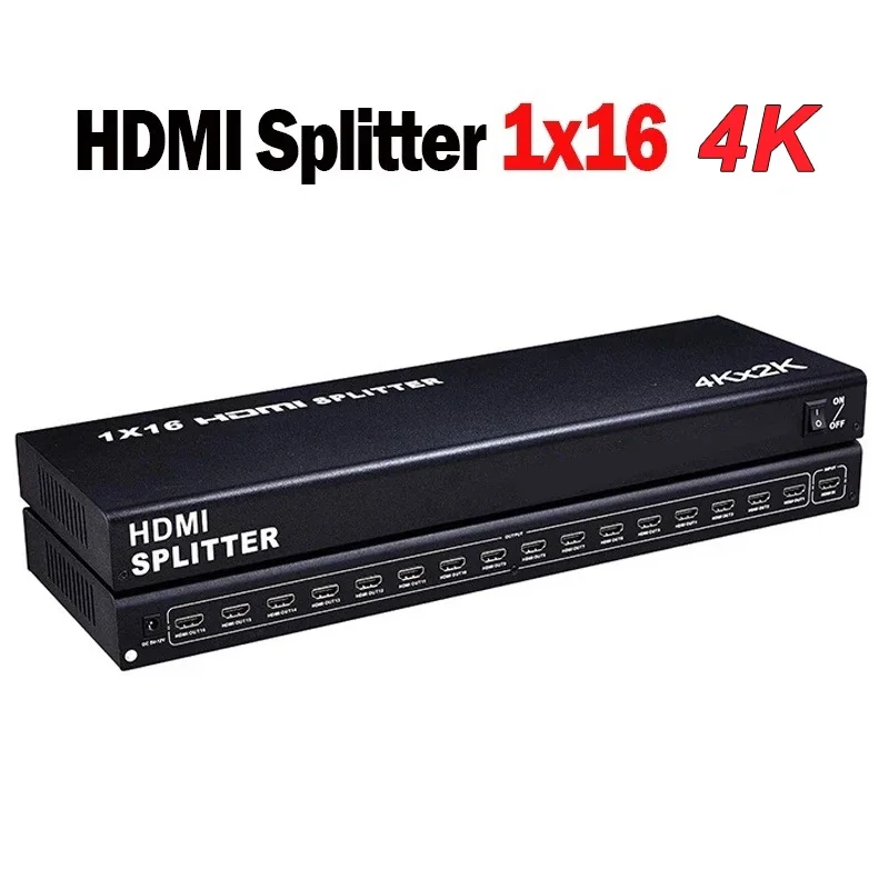 4K 1X16 HDMI Splitter 1x10 Video Distributor Converter HDMI 1x8 Splitter 1 To 8 10 16 for PS3 PS4 Camera Laptop PC To Monitor TV