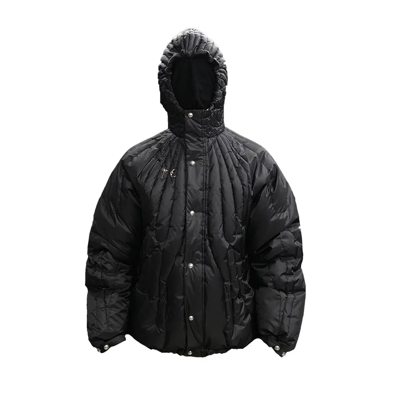 Thug Club 2026 New Super Stylish Nylon Waterproof Windproof Hooded Down Jacket Men's Winter Streetwear Outerwear