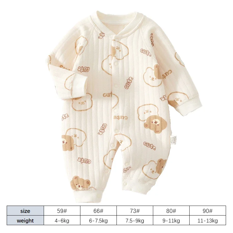 Dicker Baumwoll-Neugeborenen-Strampler Niedlicher Bären-Romper Säuglings-Krabbelkleidung Winter Langarm-Bodysuit Jungen Mädchen Kinder Einteiler Pyjama – Detail 1