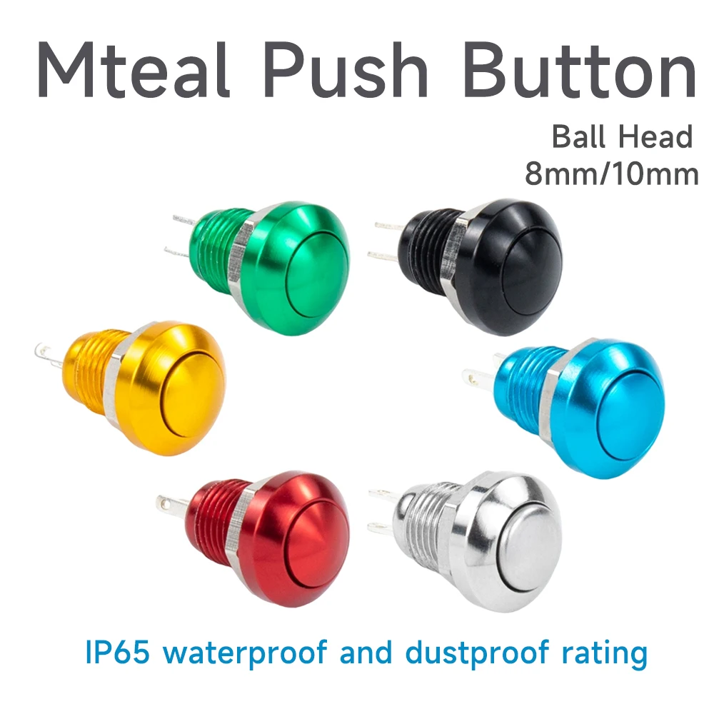 8/10mm oxidation metal button mini small switch dustproof self reset point action ball head circular micro start solder 3-24V