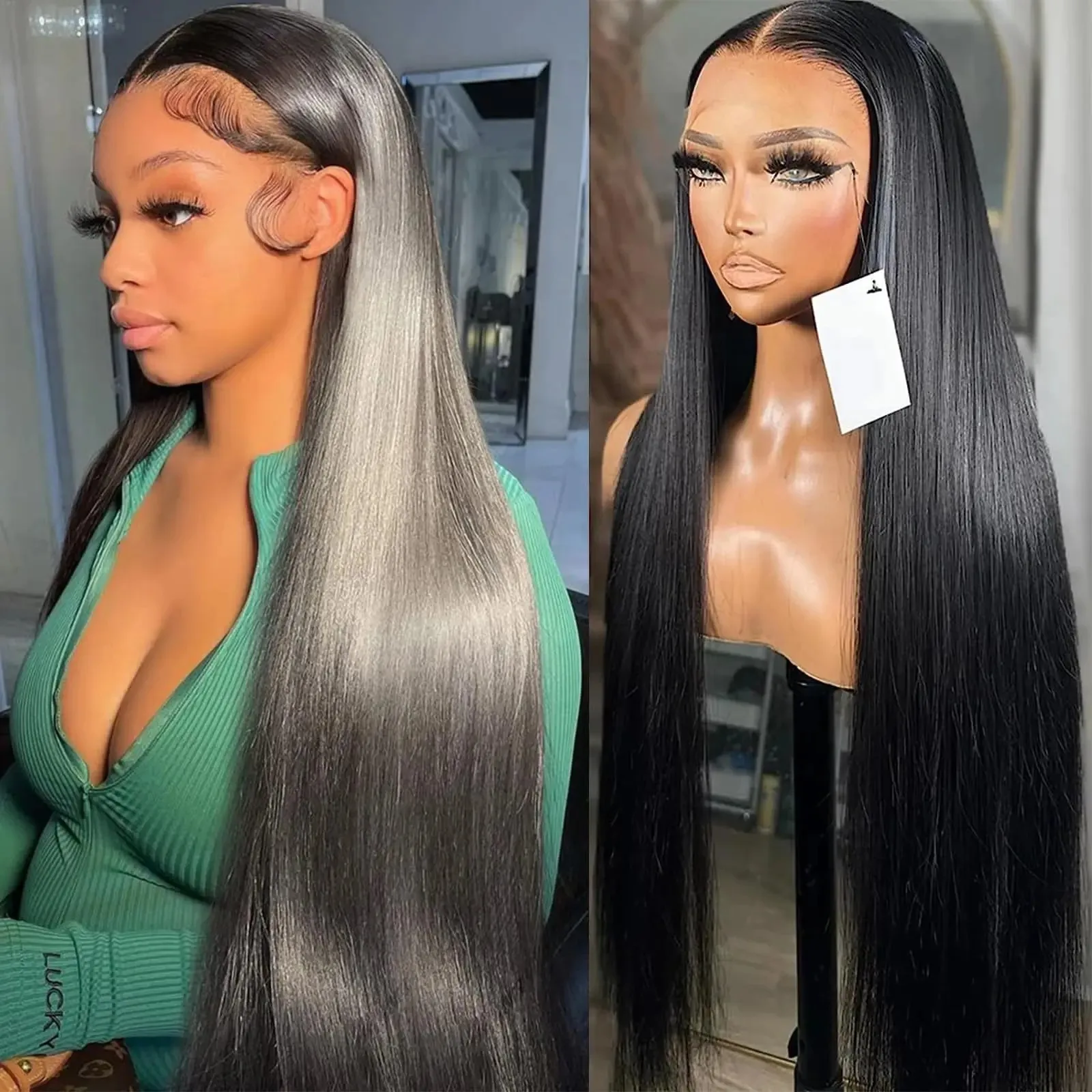 

250 Density 13x4 13x6 HD Transparent Bone Straight 30 40 Inches Lace Front Human Hair Wigs Brazilian Frontal Wigs For Women
