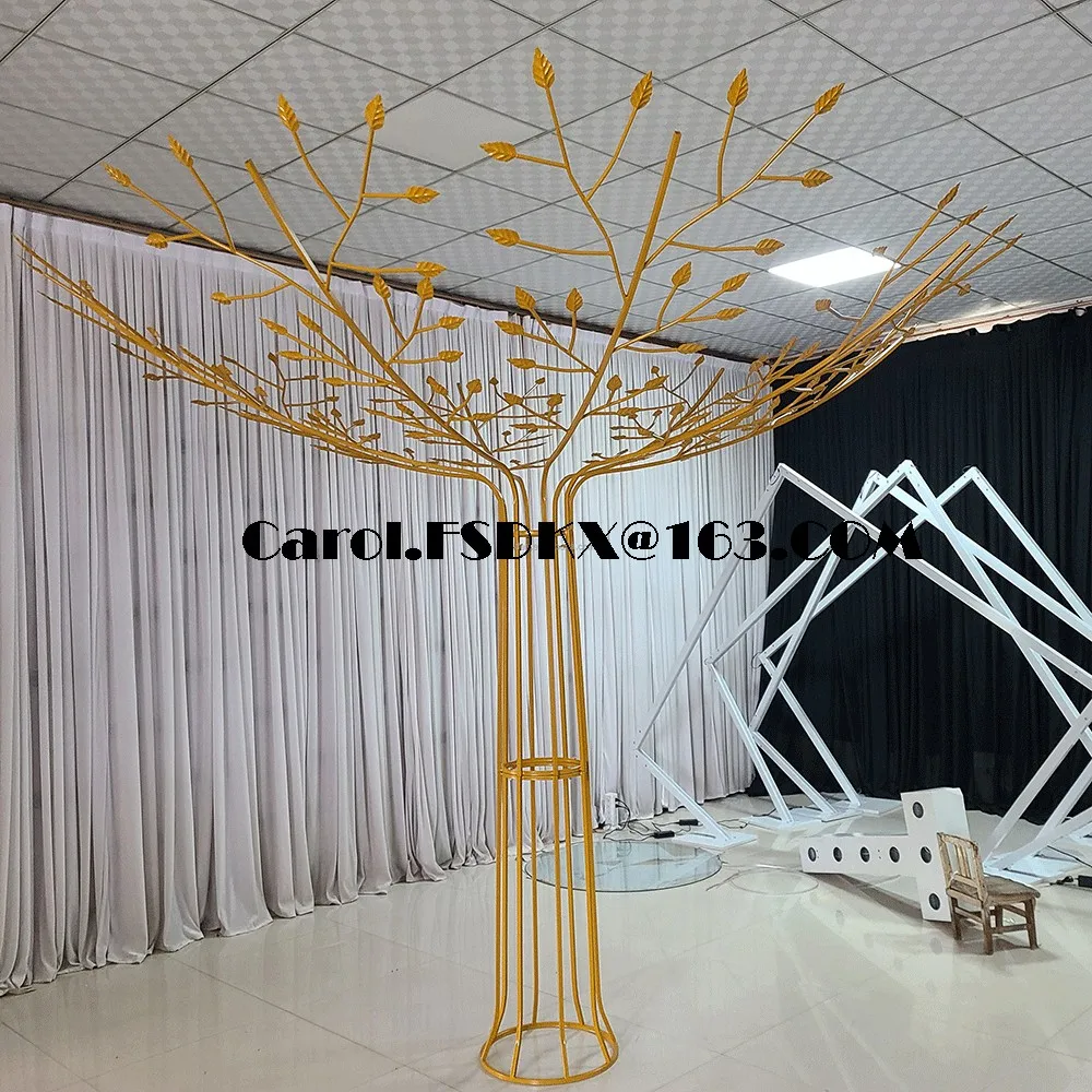 

FSDKX New Design High Quality Large Stainless Steel Gold Tree Flower Decoration Tree Backdrop Stand for Wedding Hotel