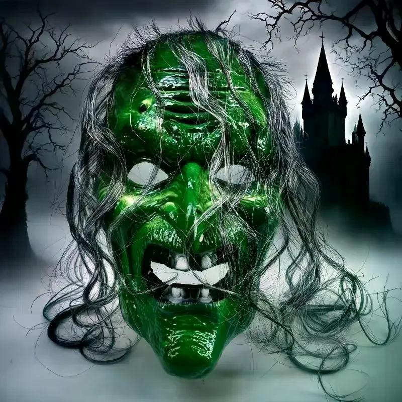 /HTF/Halloween Witch Face Mask Scream Terror Sorceress Face Headcovers Horror Party Halloween Cosplay Props