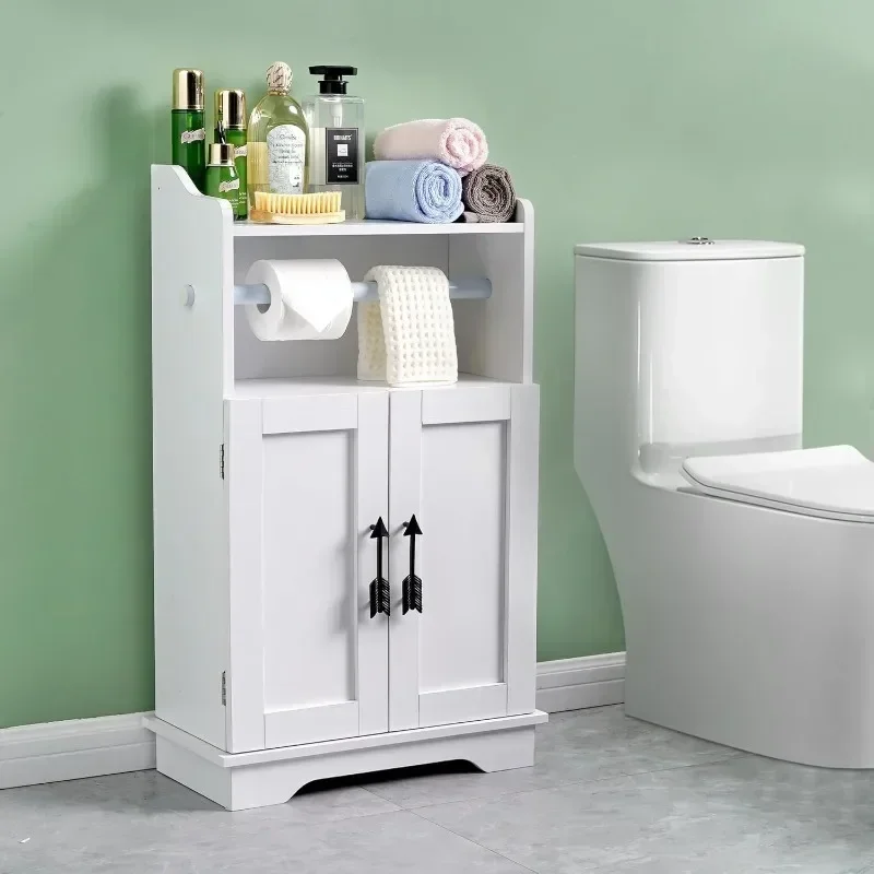 

Cabinet Stand Bathroom Storage Organizer of Rolls & Paper Towel, Waterproof, Large Capacity Reserve, Removeable Rod