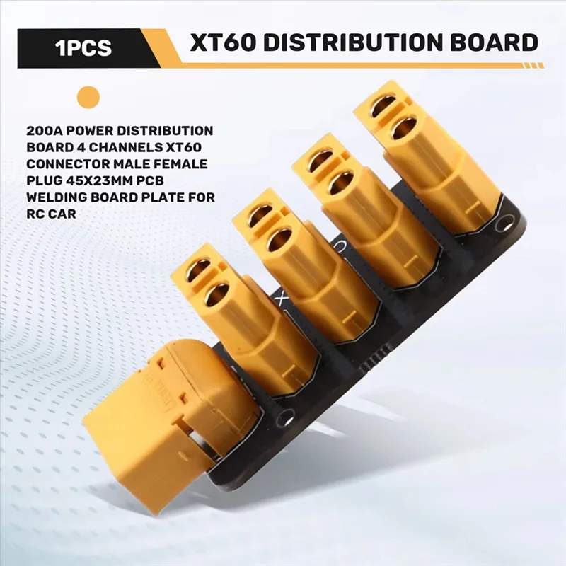 AA60-XT60 Connector Male Female Plug 4 Channels 200A Power Distribution Board 45X23mm PCB Welding Board Plate For RC Car