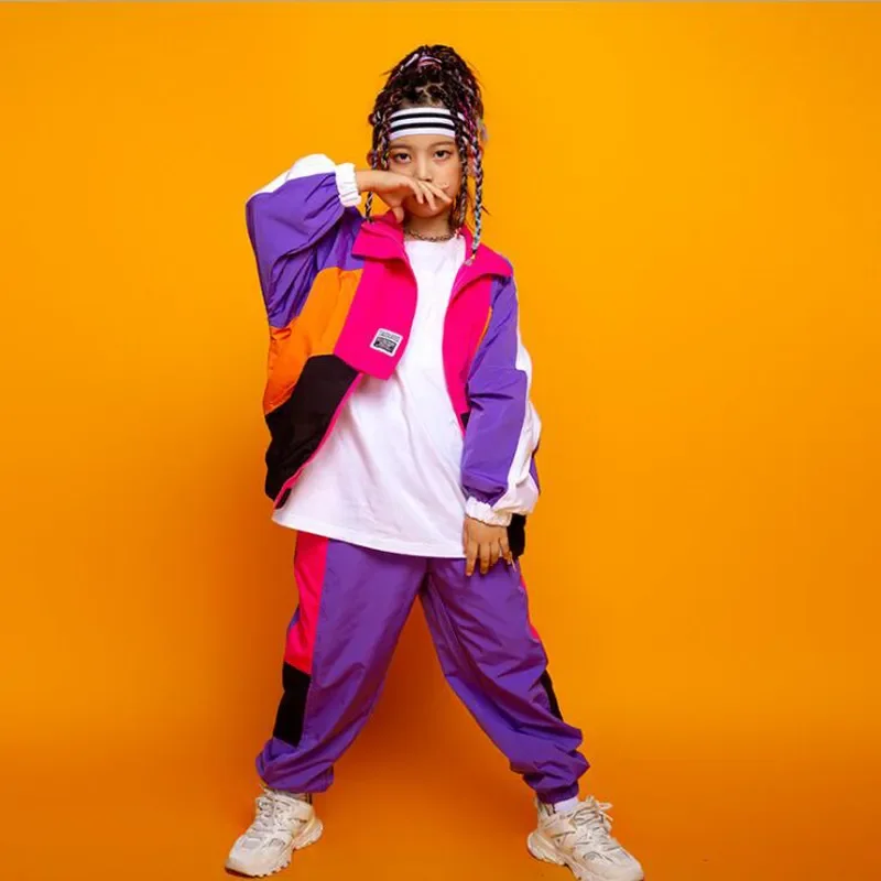 Tenues en ylène Hip Hop pour enfants, sweat-shirt vert, pantalon de jogging en Y pour filles, olympiques de danse, vêtements de rue, vêtements de festival