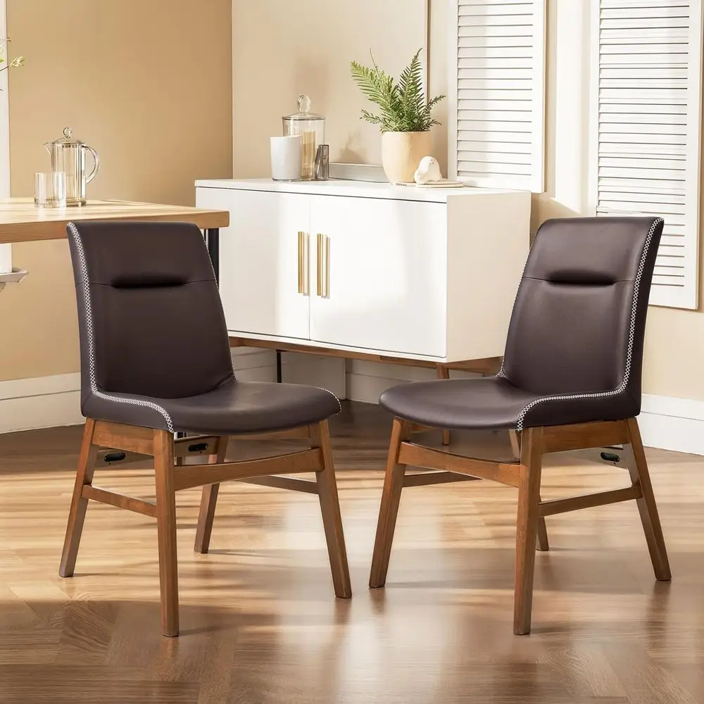 Dining Chairs Set o 2, aux Leather Dining Room Chairs with Stitched Edge Trim, ern High-End Kitchen Side Chairs or Bedroom, Livi