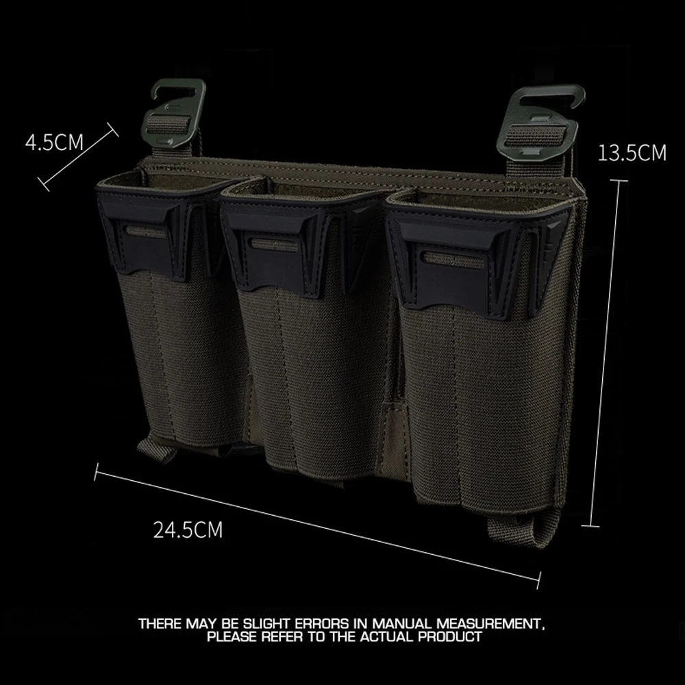 Tactical Multi-caliber Triple Magazine Pouch And 2nd Layer Admin Bag Hunting Combat Airsoft Vest Plate Carrier Front Panel Gear
