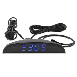 Weiß Invertiert 12-24V Mond Typ Auto LED Thermometer Voltmeter Uhr LED Display Auto Dashboard Uhr Dual temperatur Sensor