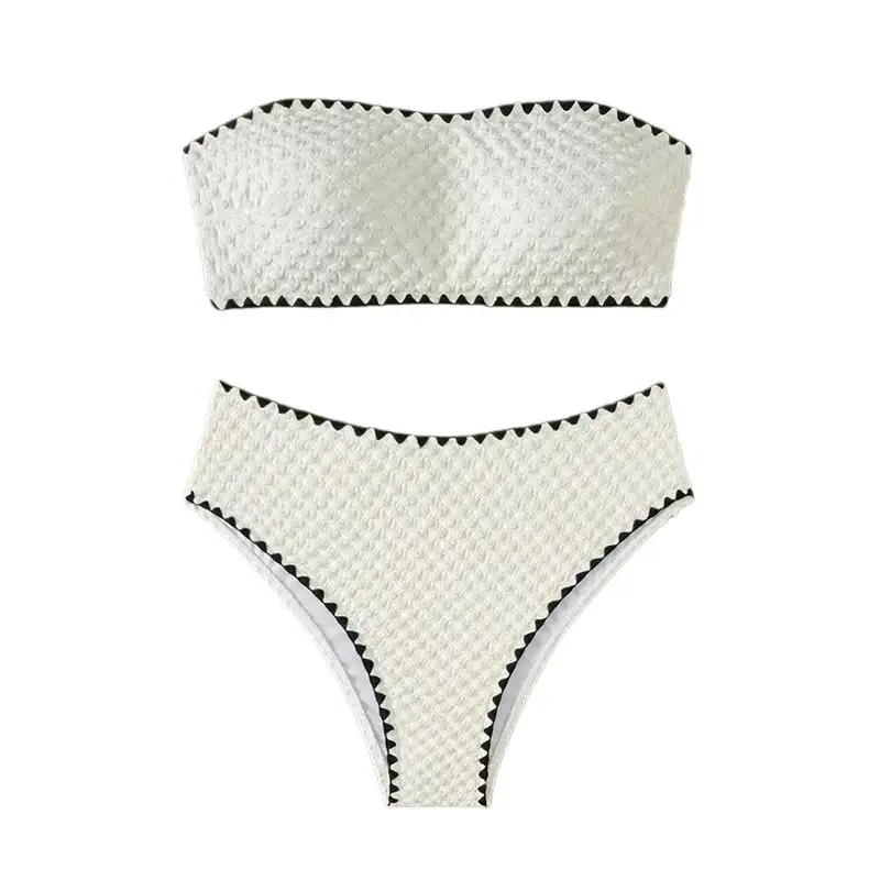 Elegant Strapless Swimwear Women Bikinis Fashion High Waist Split Bathing Suit 2026 New Casual Beachwear Swimsuit Two Piece Sets