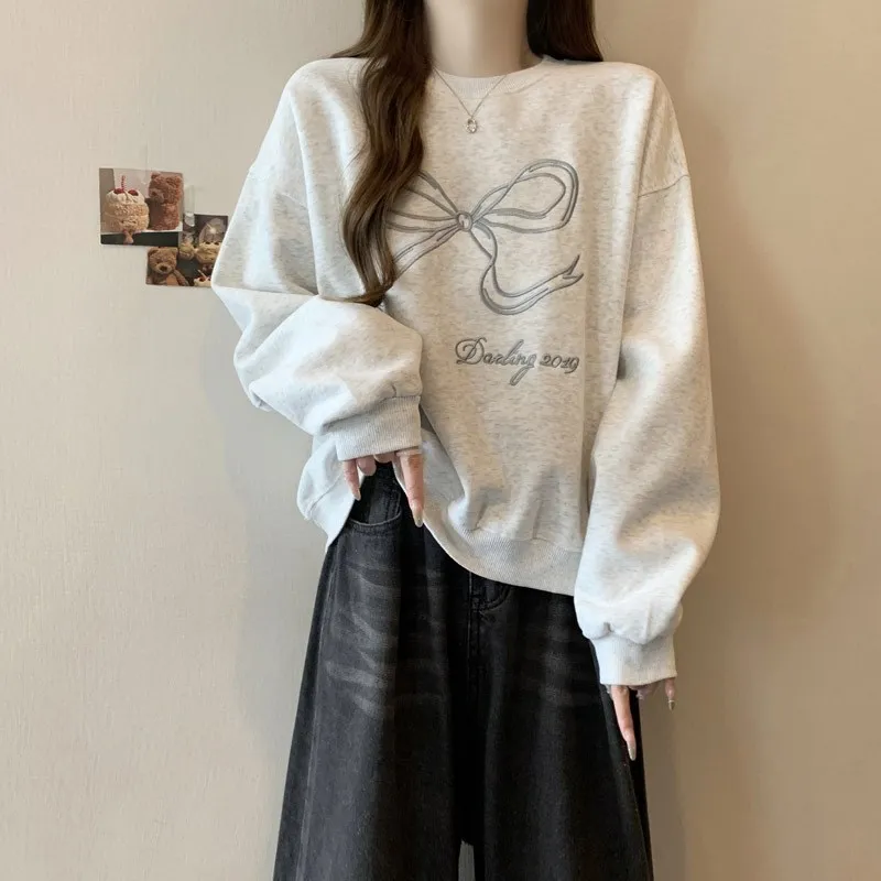 سترة نسائية كاجوال من SpringFall متعددة الاستخدامات ومطرزة بفيونكة طويلة بغطاء للرأس من القماش الناعم المريح