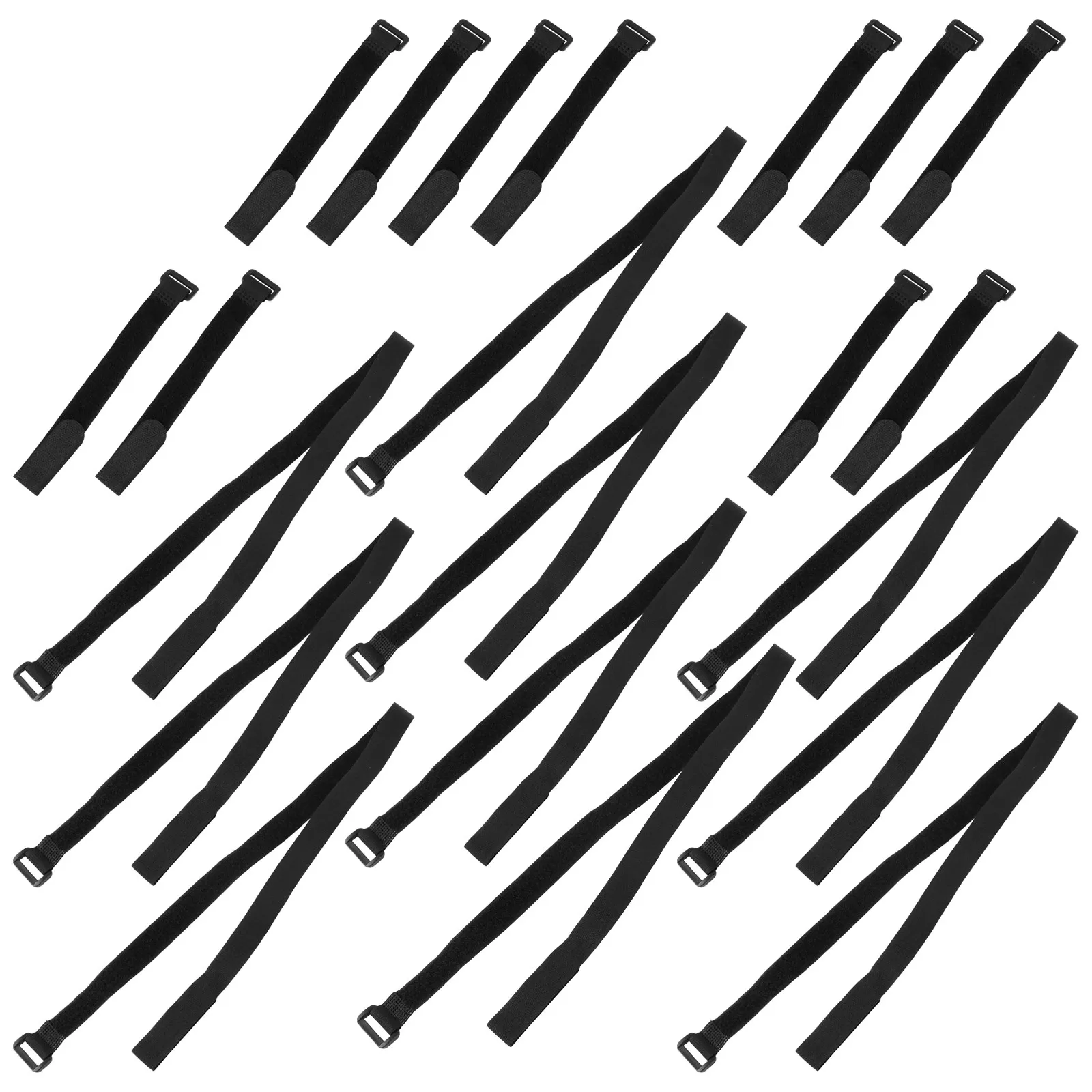 20Pcs Nylon Hook Loop Cable Strap Reusable Bundling Fastener for Cable Management Office Home Computer Desk Wire Tie Black