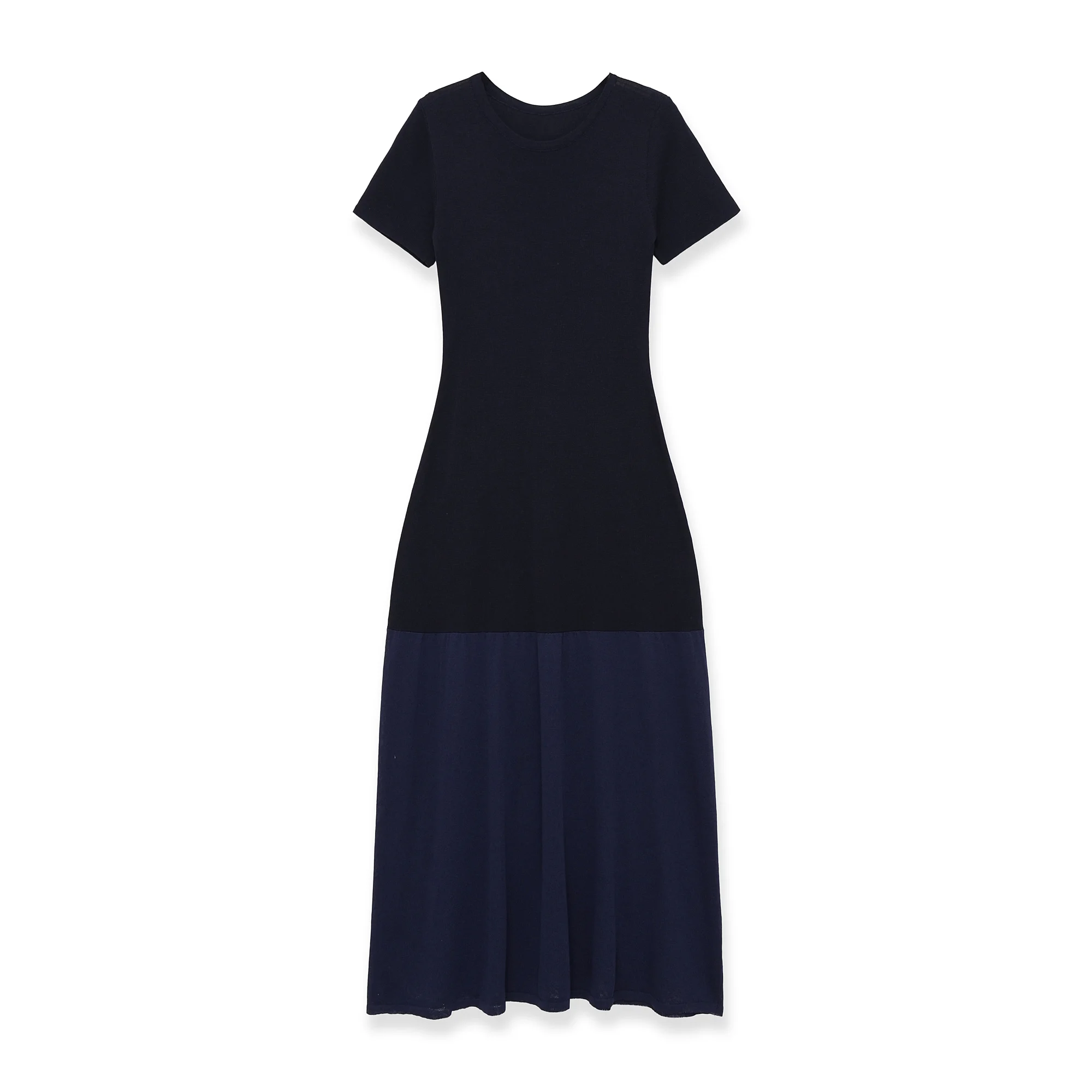 Schickes Frühlings-Strickkleid mit Patchwork-Design, Modisches Frühlingskleid, Einfarbiges Damen-Kurzarmkleid