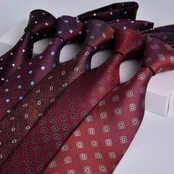 8CM Krawatte Männer Gestreiften Jacquard Krawatte Wein Rot Hochzeit Gravatas Formale Business Krawatten Geschenke Für Männer