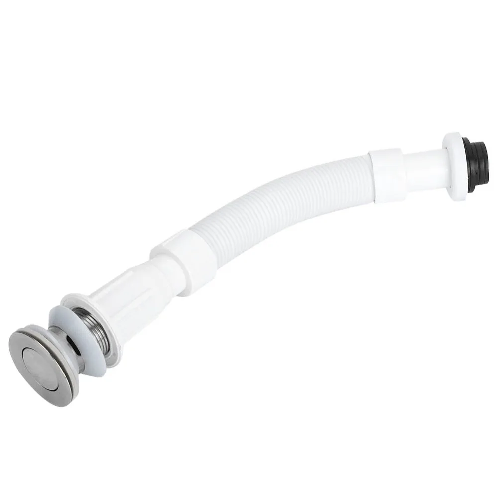 1.46In Hole Diameter Sink Drain Pipe OdorProof Stainless Steel Plastic Basin Drain Pipe S Bend Shape Drain Pipe