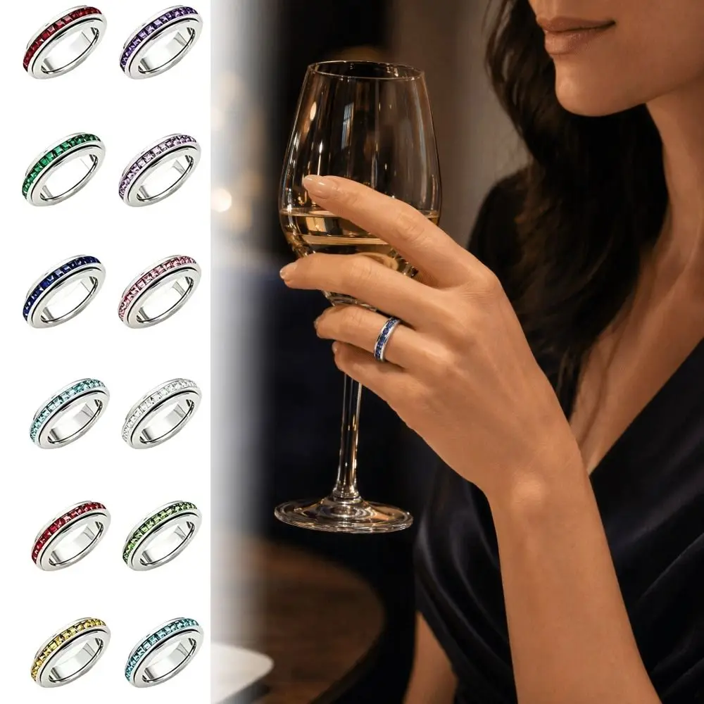 Cubic Zirconia Women's Anxiety Ring Size 6-10 Sparkling Stainless Steel Spinner Fidget Ring Light Luxury Fashion Jewelry