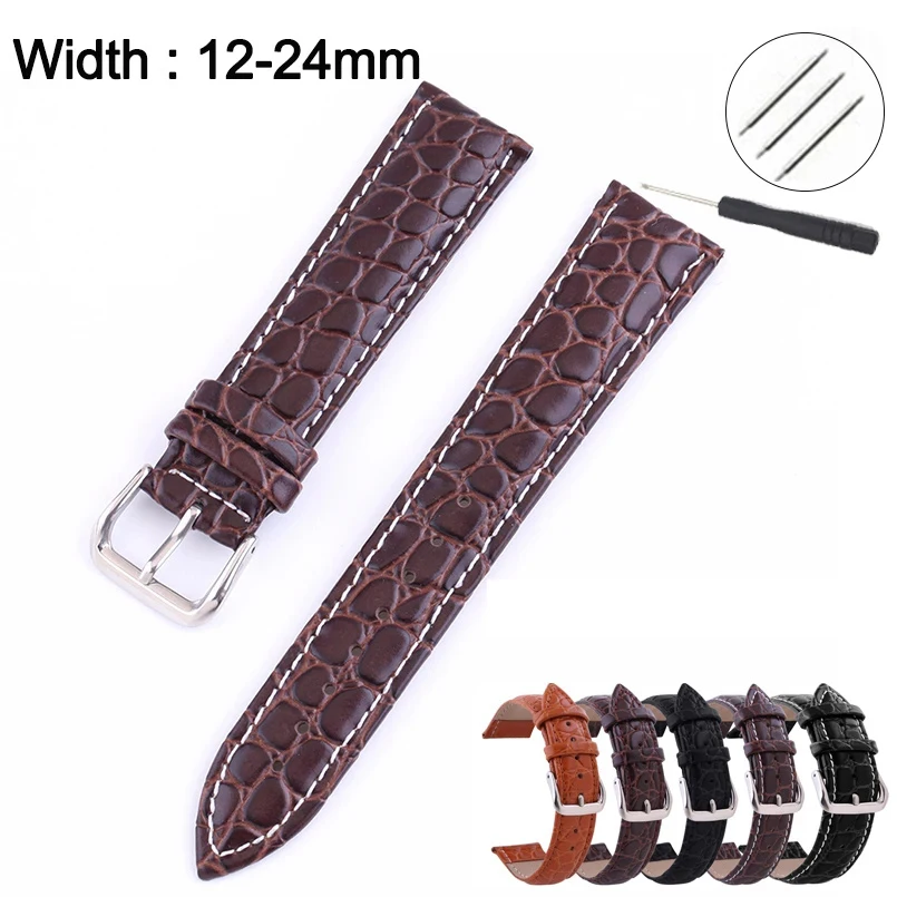 Genuine Leather Watchband Straps 12mm 13mm 14mm 15mm 16mm 17mm 18mm 19mm 20mm 21mm 22mm 24mm Universal Band Belt Accessories