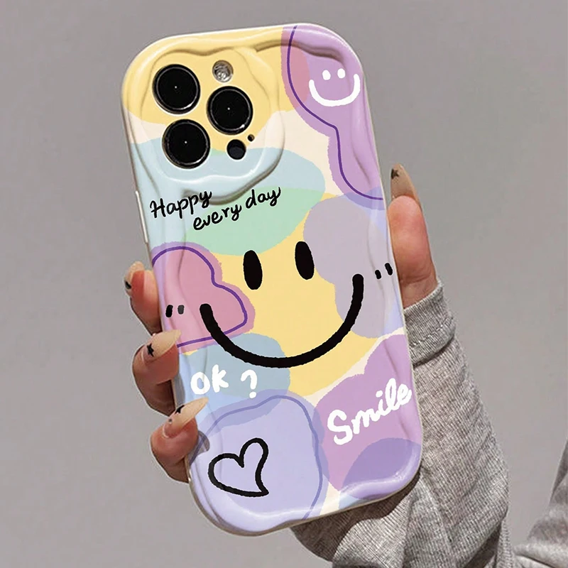 Niedliche Cartoon-Handyhülle mit lächelndem Gesicht für Samsung Galaxy S26 S25 S24 Ultra S23 FE S22 Plus A17 A37 A57 A27 A26 A25 A56 A55