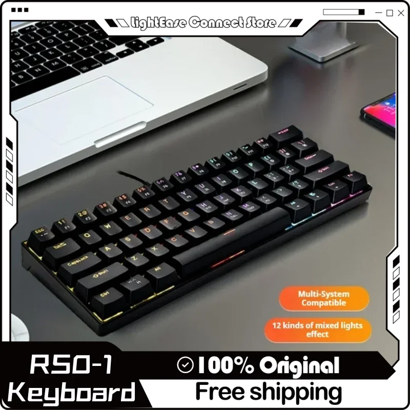 

Новинка 2024, 61 клавиша, механическая клавиатура Pbt, двухцветная клавиатура под давлением, колпачок клавиш, корпус механического вала, разноцветное освещение