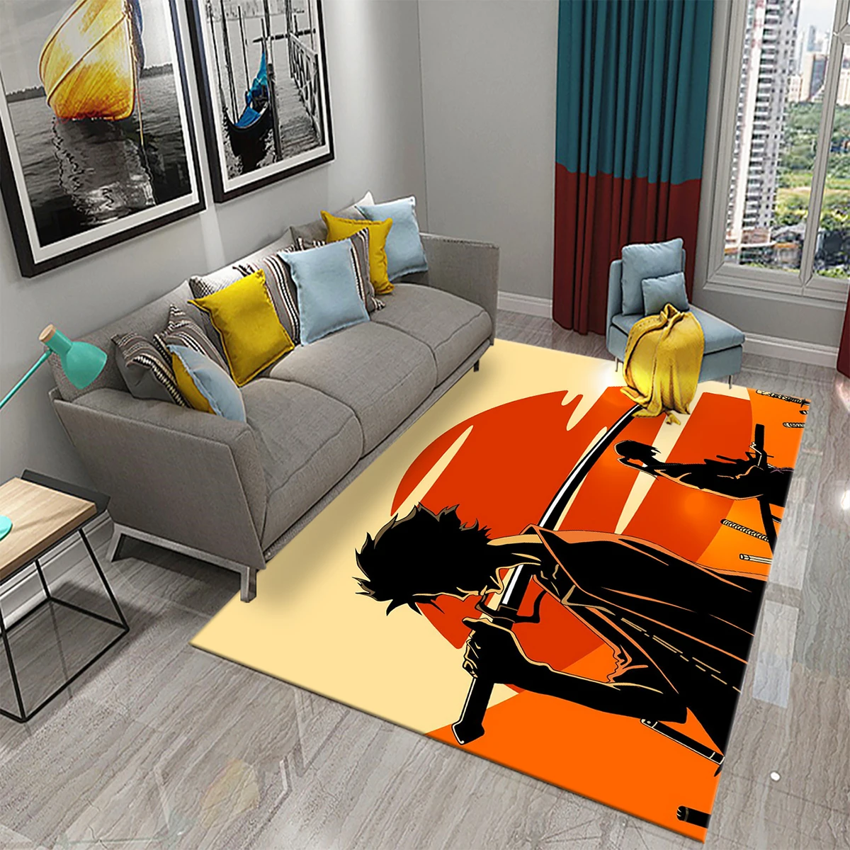 

3D Japanese Warrior Carpet for Living Room Bedroom Decor Area Rug Floor Mat Bedside Kawaii Room Decor Rugs Bathroom Non-slip Rug