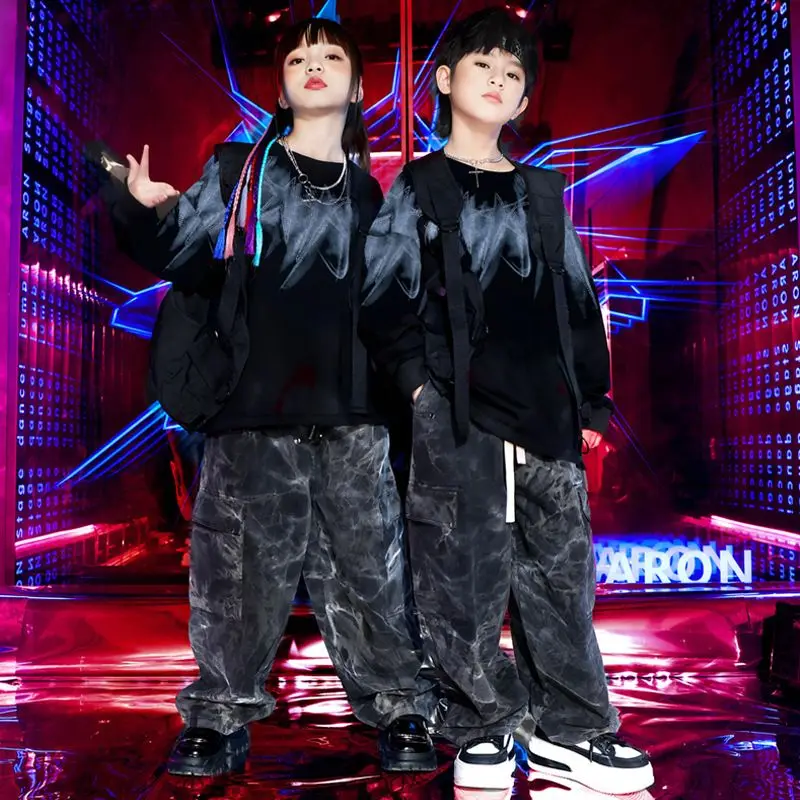 الهيب هوب أزياء رقص للفتيات سترة فضفاضة الهيب هوب السراويل دعوى الأولاد الجاز أداء الرقص الحديث مرحلة الهذيان الملابس #3