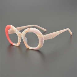 Niche designer fashion cat-eye men's and women's eyeglass frames personality retro acetate optics prescription round face square