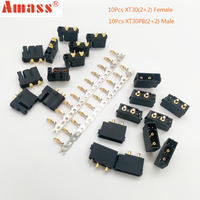 5/10/20Pairs Original Amass XT30(2+2)  XT30PB(2+2) Male Female Gold Plated Plug with Signal Pin for RC Drone Aircraft Car