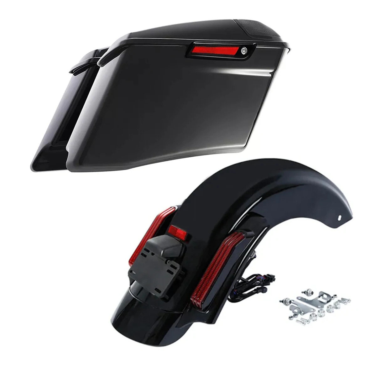 

Motorcycle 4" Stretched Hard Saddlebags Rear Fender For Harley Touring Road Glide CVO 2014-2024