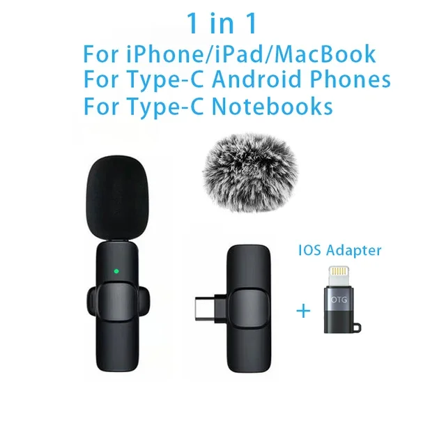 Wireless Microphone Type C Audio Recording for Live Streaming Video Conferencing Singing Video Conferencing Wireless Microphone