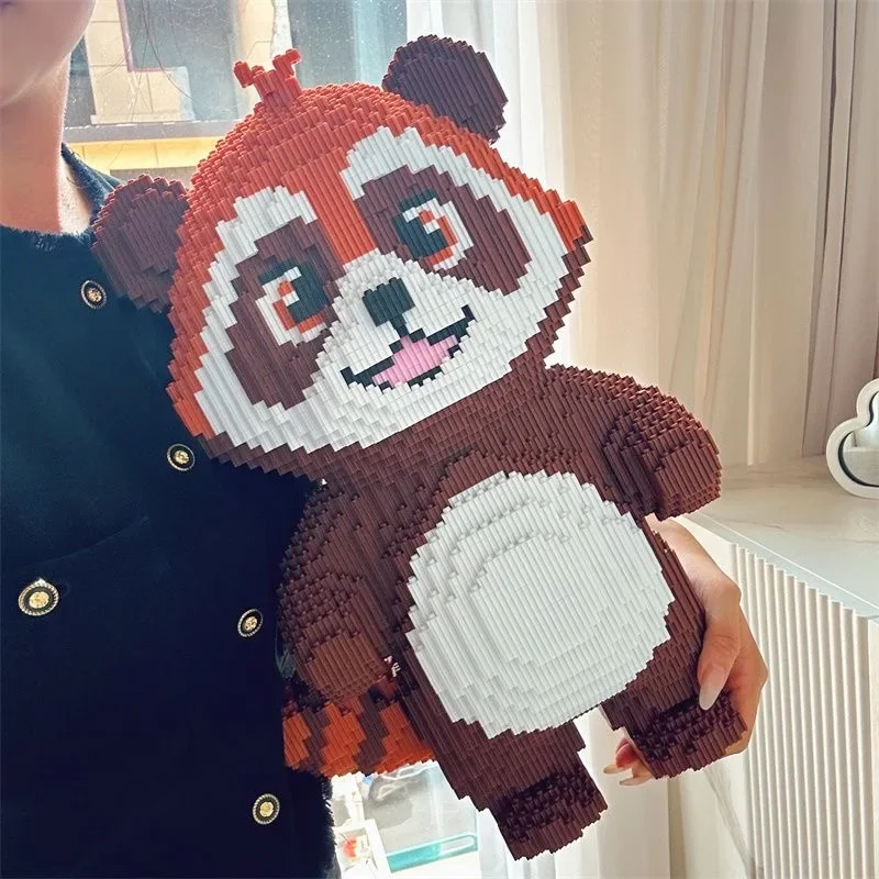 Giant Cute Standing Raccoon Building Blocks Toy Small Particle Building Blocks Children Adult Building Blocks Toy Birthday Gift